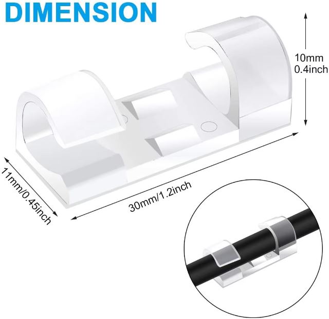 Lot de 20 pinces transparentes auto-adhésives pour la gestion des fils, pour la maison, le bureau et la cuisine – Image 5